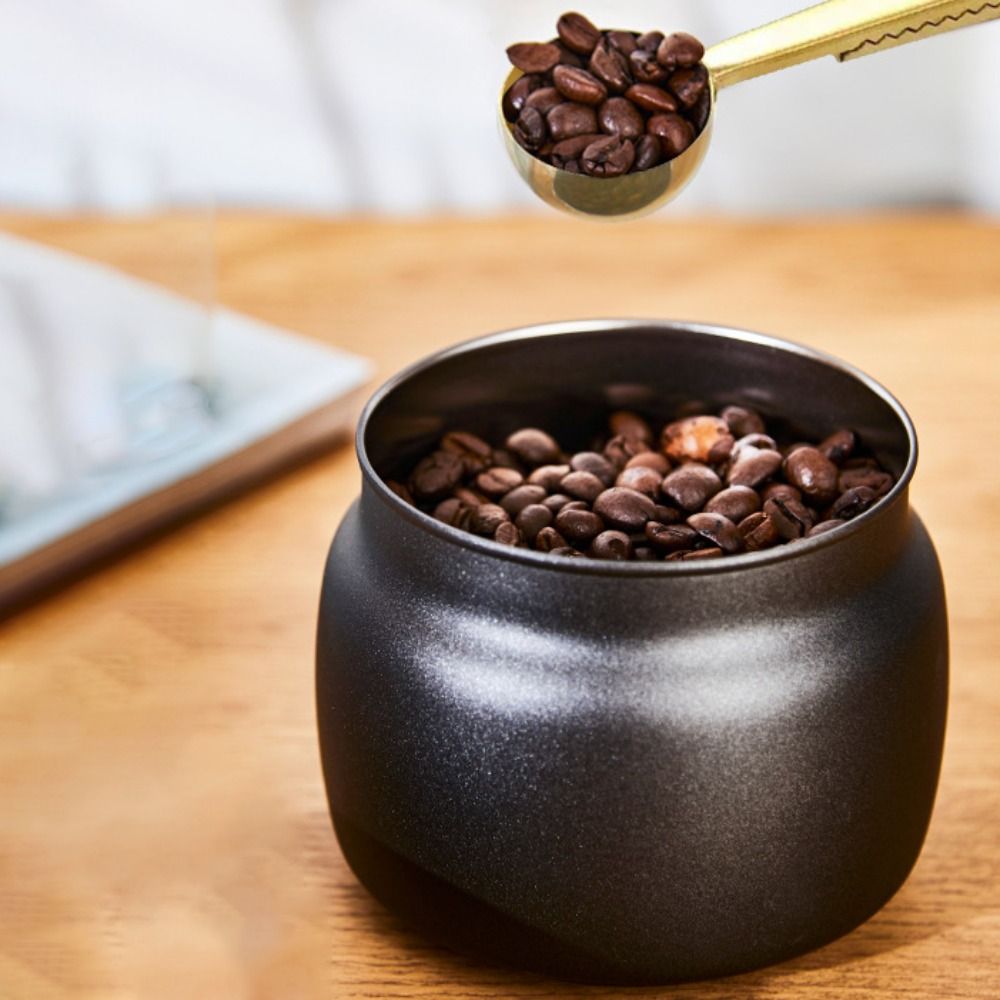 Coffee Tea Canister Set - 304ステンレス製コーヒー豆真空密封容器、鮮度保持、防湿茶葉保存容器、気密コーヒー真空キャニスター