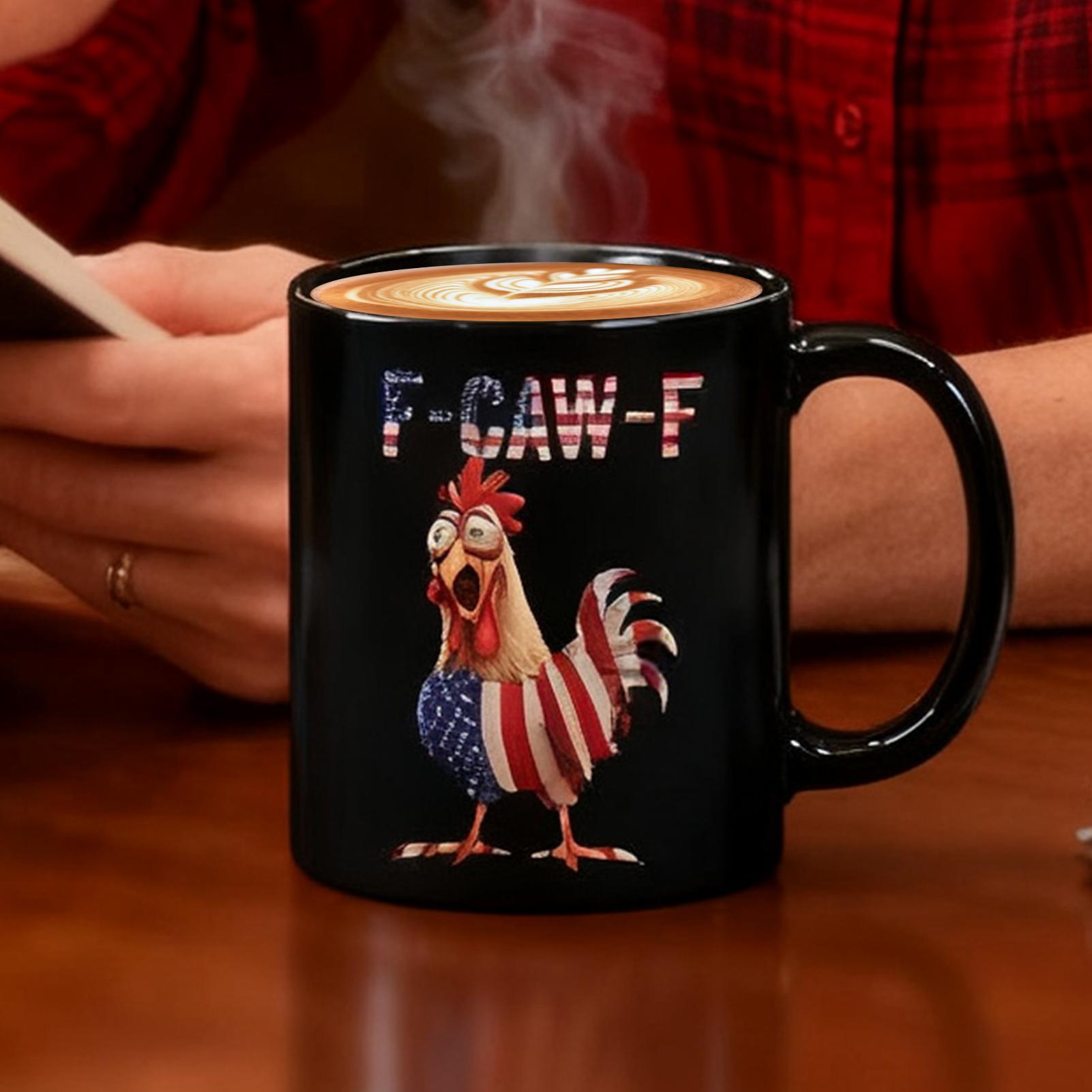 Coffee Tea And Cocoa - 面白いチキンマグカップ 12オンス アメリカ国旗チキンセラミックマグカップ 電子レンジ対応 ドリンクウェア ノベルティカップ