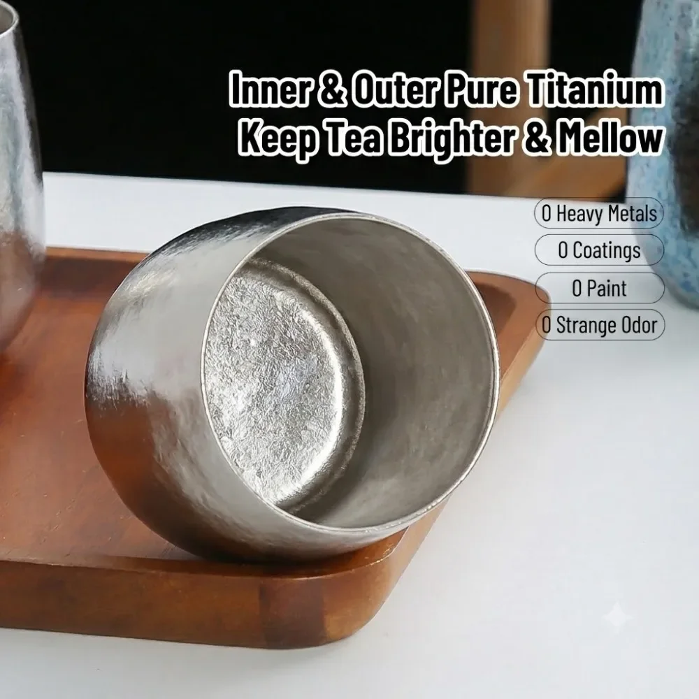 Juice Tea Coffee - 純チタン二重壁コーヒーマグカップ、家庭用、オフィス用、お茶、ビール、ジュース用、高級感のある280ml屋外用エッグマグカップ