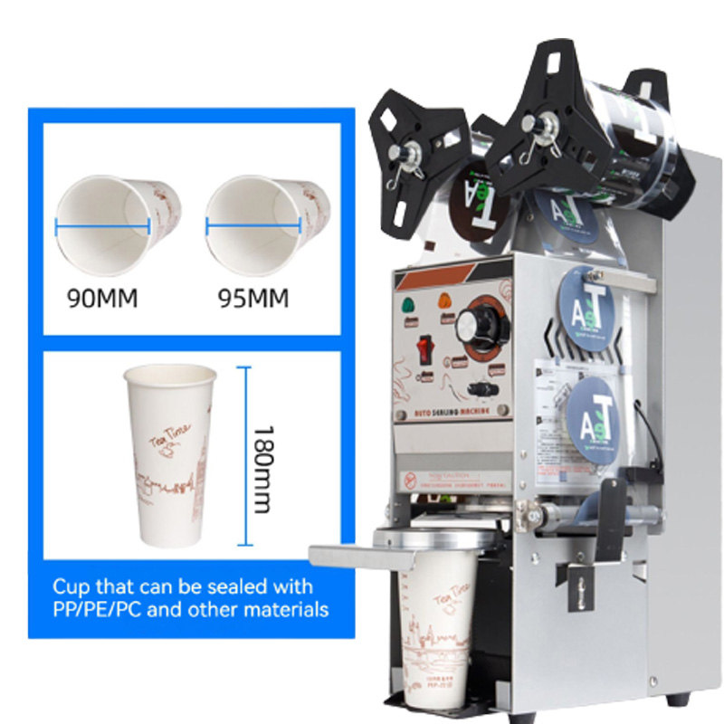 Coffee Tea And Cocoa - 90mm/95mm径半自動バブルティーカップシーラー、業務用コーヒー・ココア飲料用ステンレスカップシーリングマシン