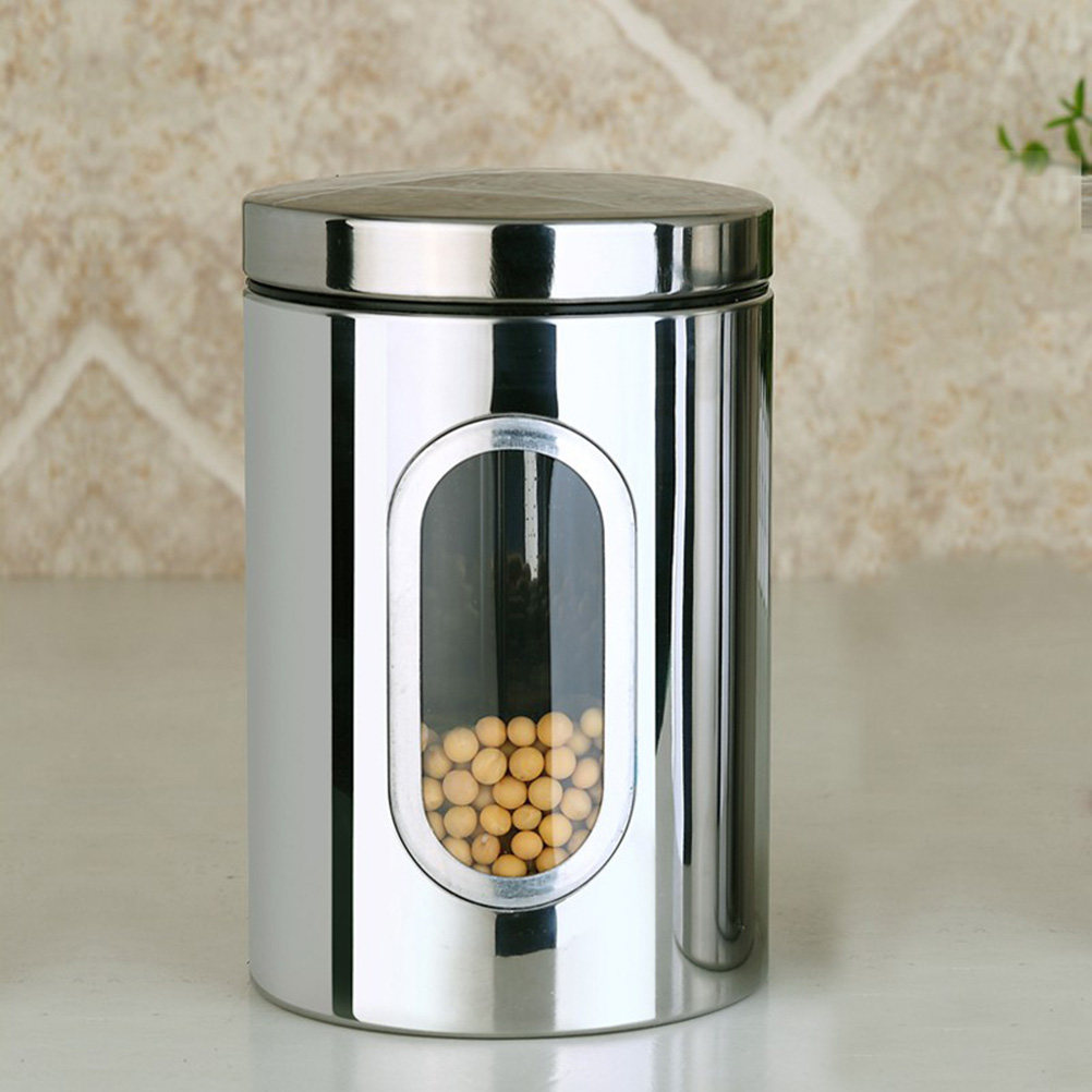 Coffee Tea Canister Set - ステンレス製密閉食品保存容器セット 防錆でお手入れ簡単 キッチンオーガナイザー コーヒー豆、茶葉、穀物、スナック用