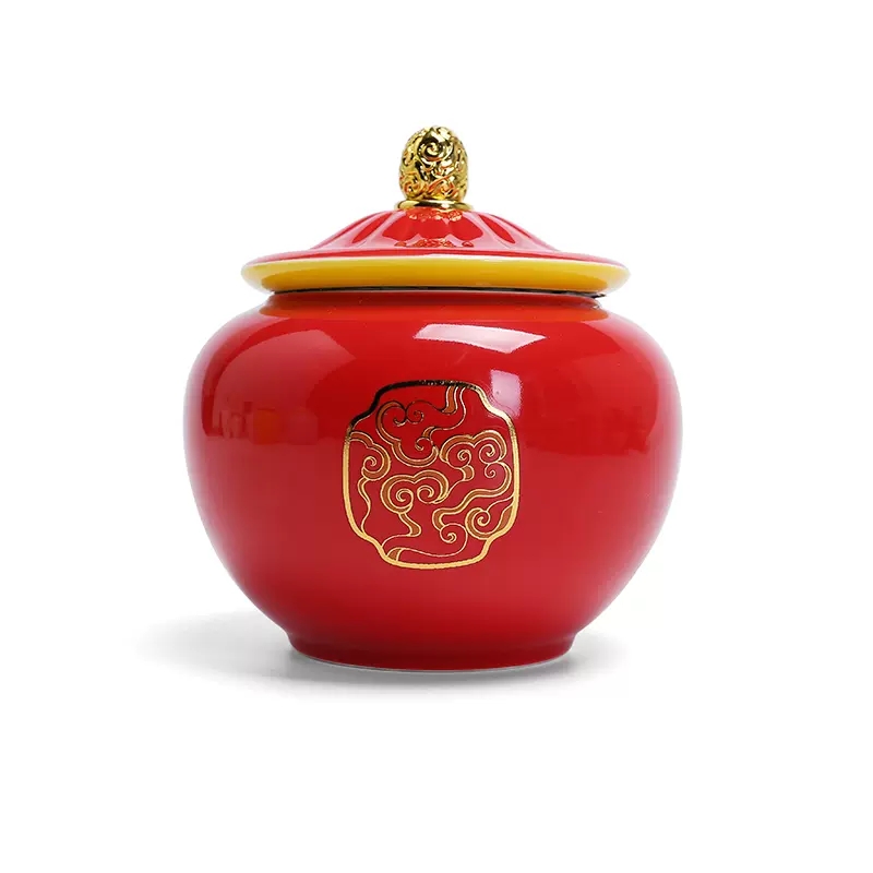 Coffee Tea In Chinese - 中国風の黄色いセラミックポット,密閉されたお茶の容器,オフィスの装飾品,ハイエンド,リビングルーム,コーヒーテーブル,お茶