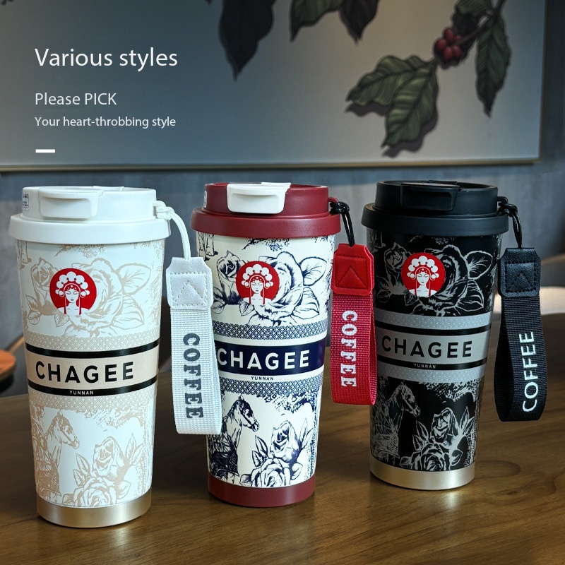 Valley Tea And Coffee - ドリンクウェア ニューバワンティー ジー同型コーヒーカップ ハンドル付き蘭の谷の花柄ギフト ハンドル付き304ステンレス鋼製サーモカップ