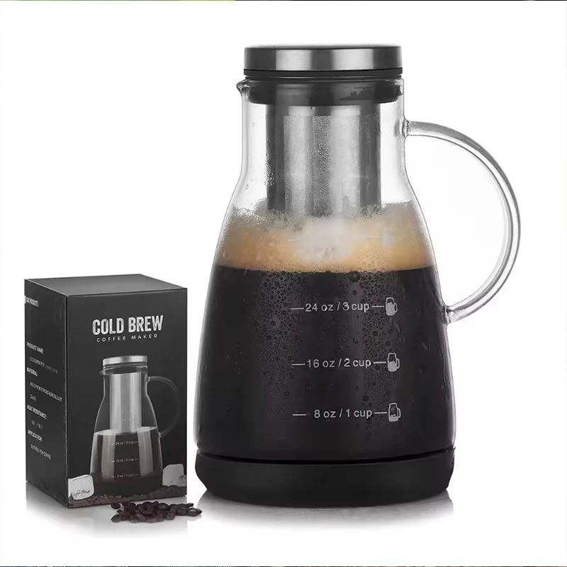 Juice Tea Coffee - 960ml エスプレッソアイスドリップメーカー ガラスポット コーヒーコールドブリューポット 耐熱ガラスポット ジュースティー用フィルターガラスポット