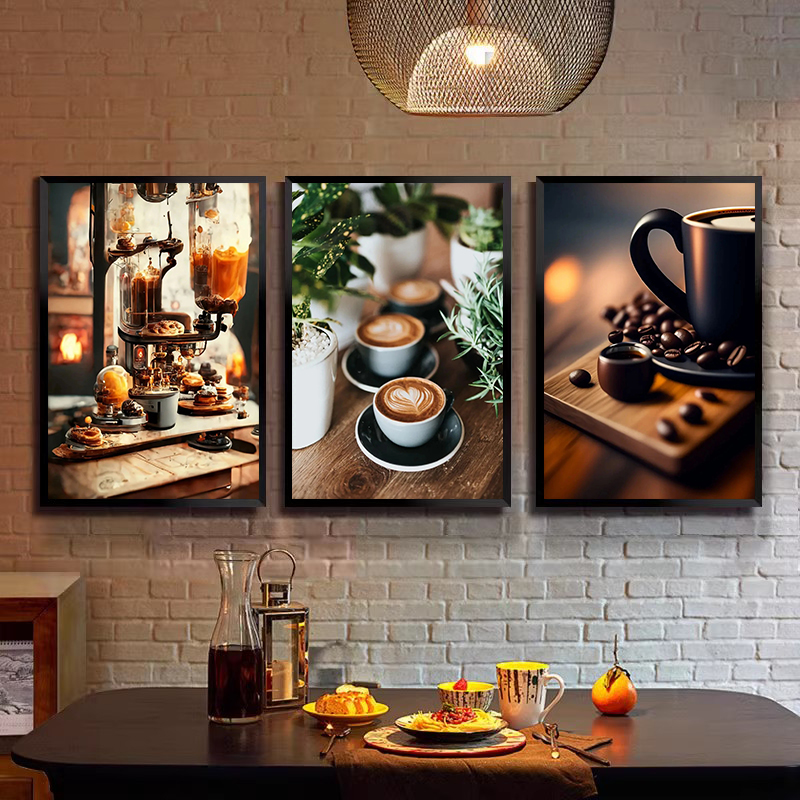 Coffee Tea Poster - ヴィンテージコーヒー豆ハンドコーヒーエスプレッソラテカップアートポスターキャンバス絵画ウォールプリントHD画像リビングルームホームカフェ装飾