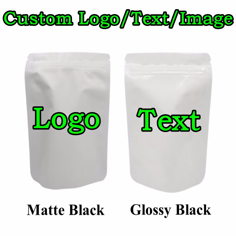 Coffee Tea In Chinese - 100 個スタンドアップマット/光沢のある白アルミ箔ジップロックバッグ DIY ロゴプリントココア抹茶茶スナックキャンディーコーヒー収納ポーチ