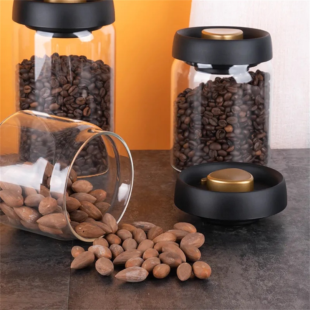 1パックコーヒー豆保存容器気密蓋プレスダウン真空ガラスコーヒ - Coffee Tea Canister Set のレビューと価格