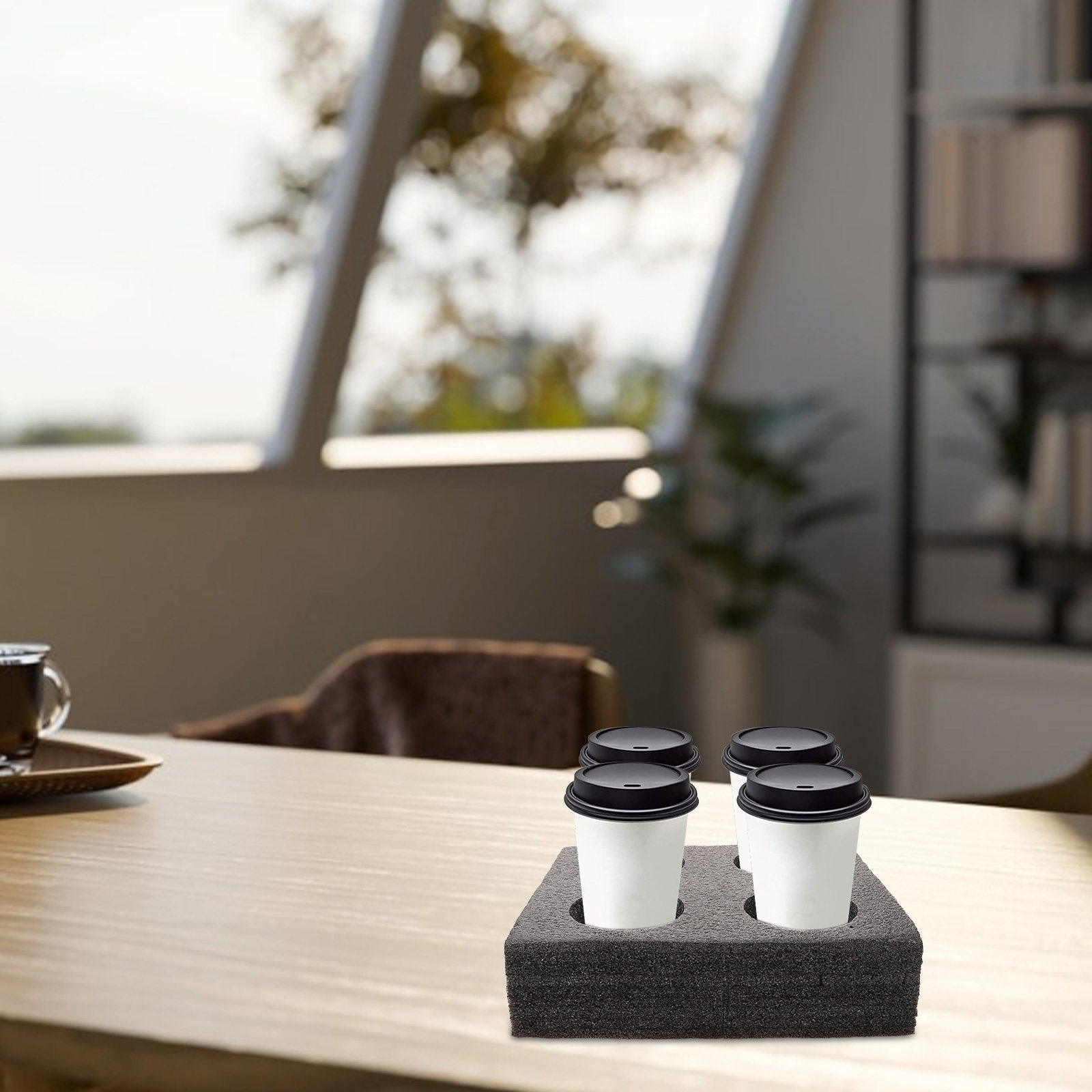 4杯用マルチホールカップキャリアトレイ、テイクアウトドリンク - Coffee Tea Holders のレビューと価格