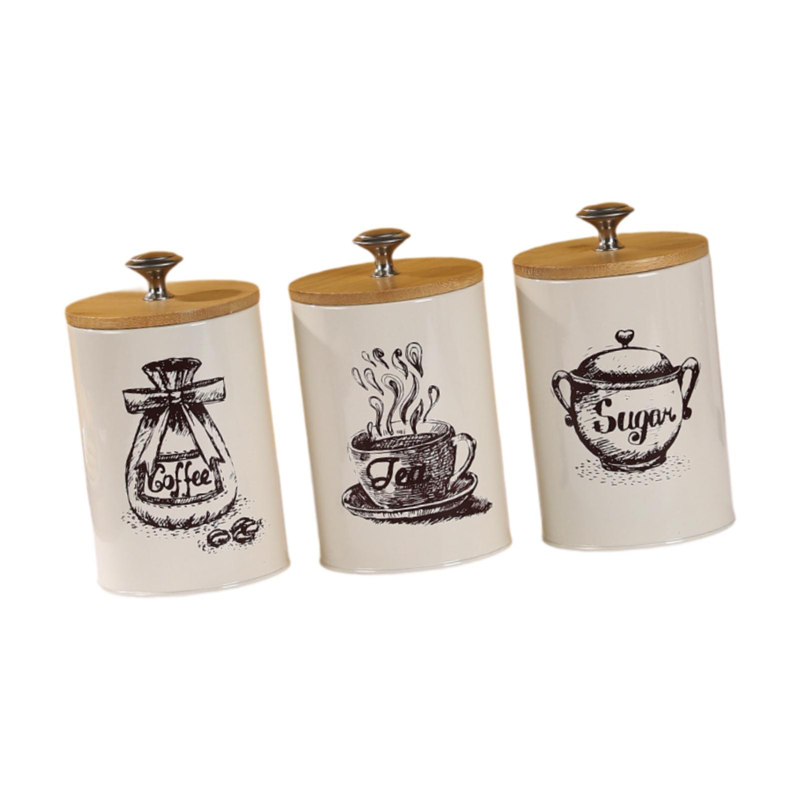 農家風コーヒー・紅茶・砂糖キャニスターセット キッチン装飾  - Coffee Tea Canister Set のレビューと価格