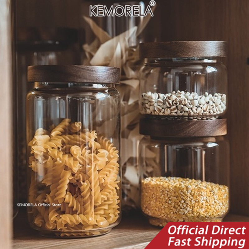 木製蓋ガラス気密キャニスターキッチン収納ボトル瓶食品容器穀物 - Coffee Tea Canister Set のレビューと価格