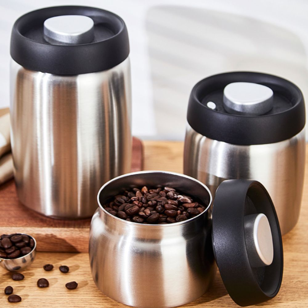 304ステンレス製コーヒー豆真空密封容器、鮮度保持、防湿茶葉 - Coffee Tea Canister Set のレビューと価格
