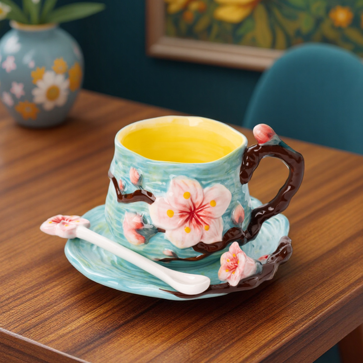 手描きのゴッホ風セラミックコーヒーカップ、ヴィンテージヨーロ - Coffee Tea Van のレビューと価格