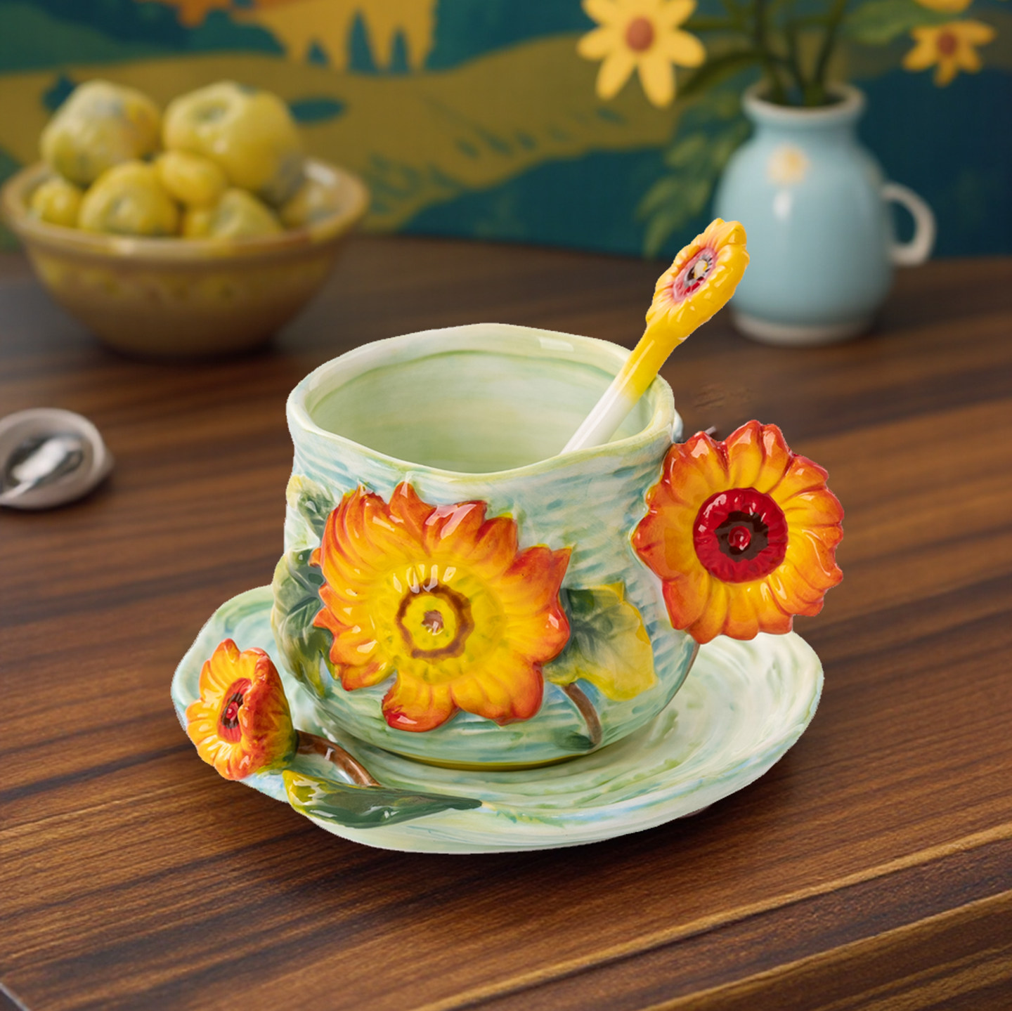 手描きのゴッホ風セラミックコーヒーカップ、ヴィンテージヨーロ - Coffee Tea Van のレビューと価格