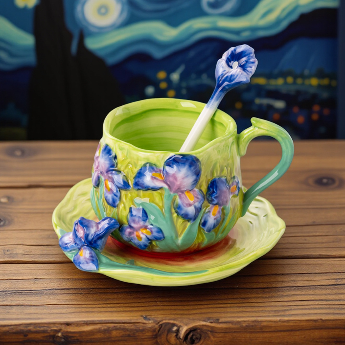手描きのゴッホ風セラミックコーヒーカップ、ヴィンテージヨーロ - Coffee Tea Van のレビューと価格