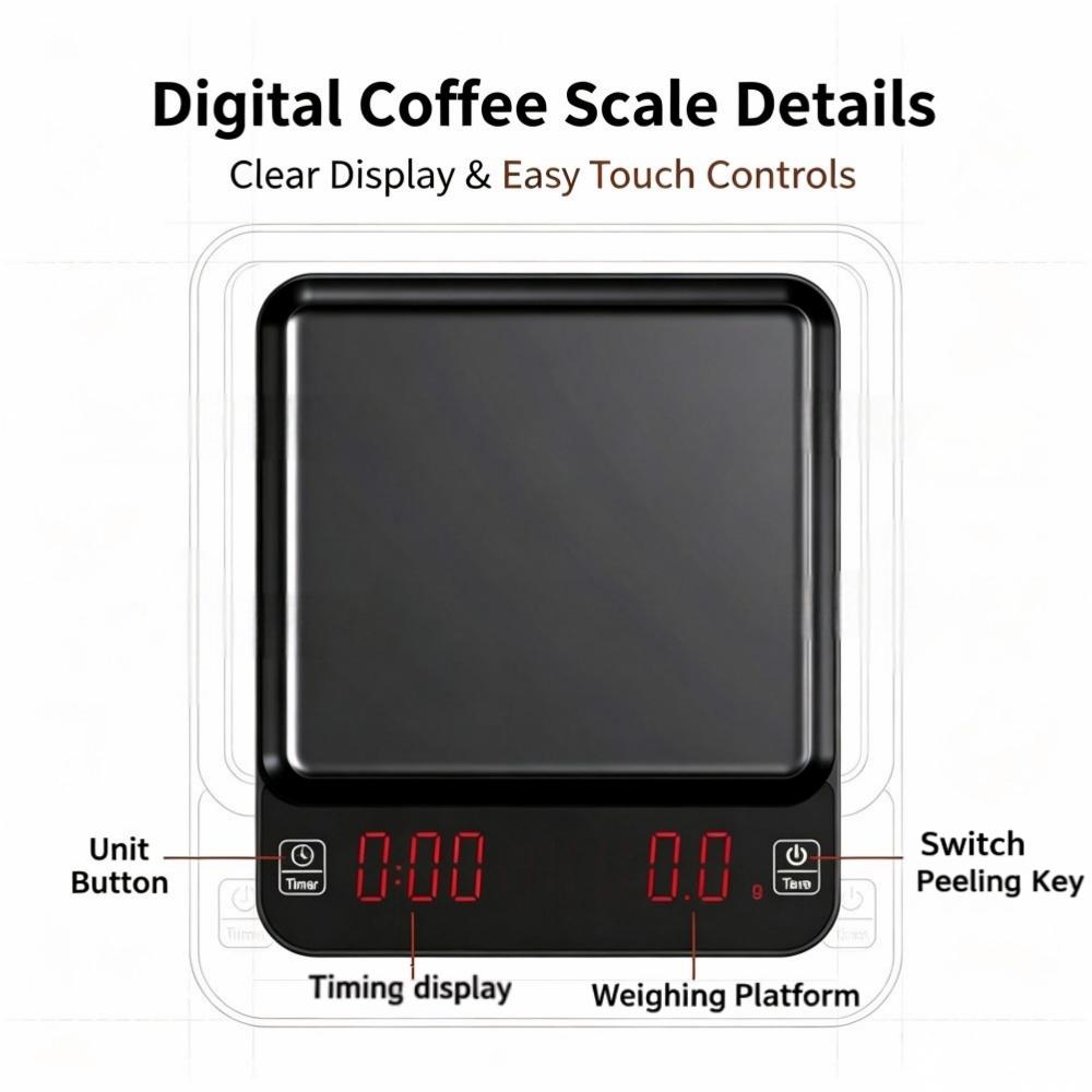 3kg/0.1g高精度デジタルコーヒースケール、LEDポータ - Coffee & Tea Restaurant のレビューと価格