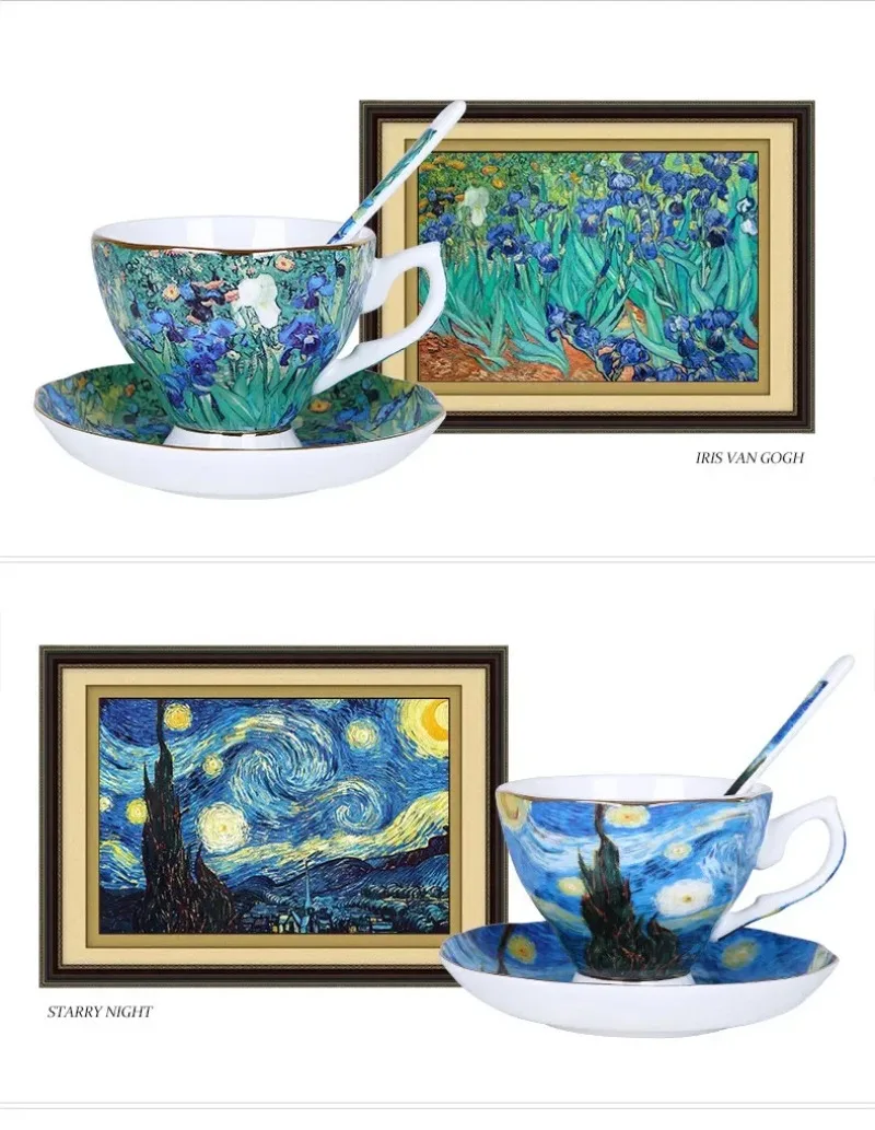 ゴッホのアート絵画コーヒーカップマグ、ティーマグ、スプーンと - Coffee Tea Van のレビューと価格