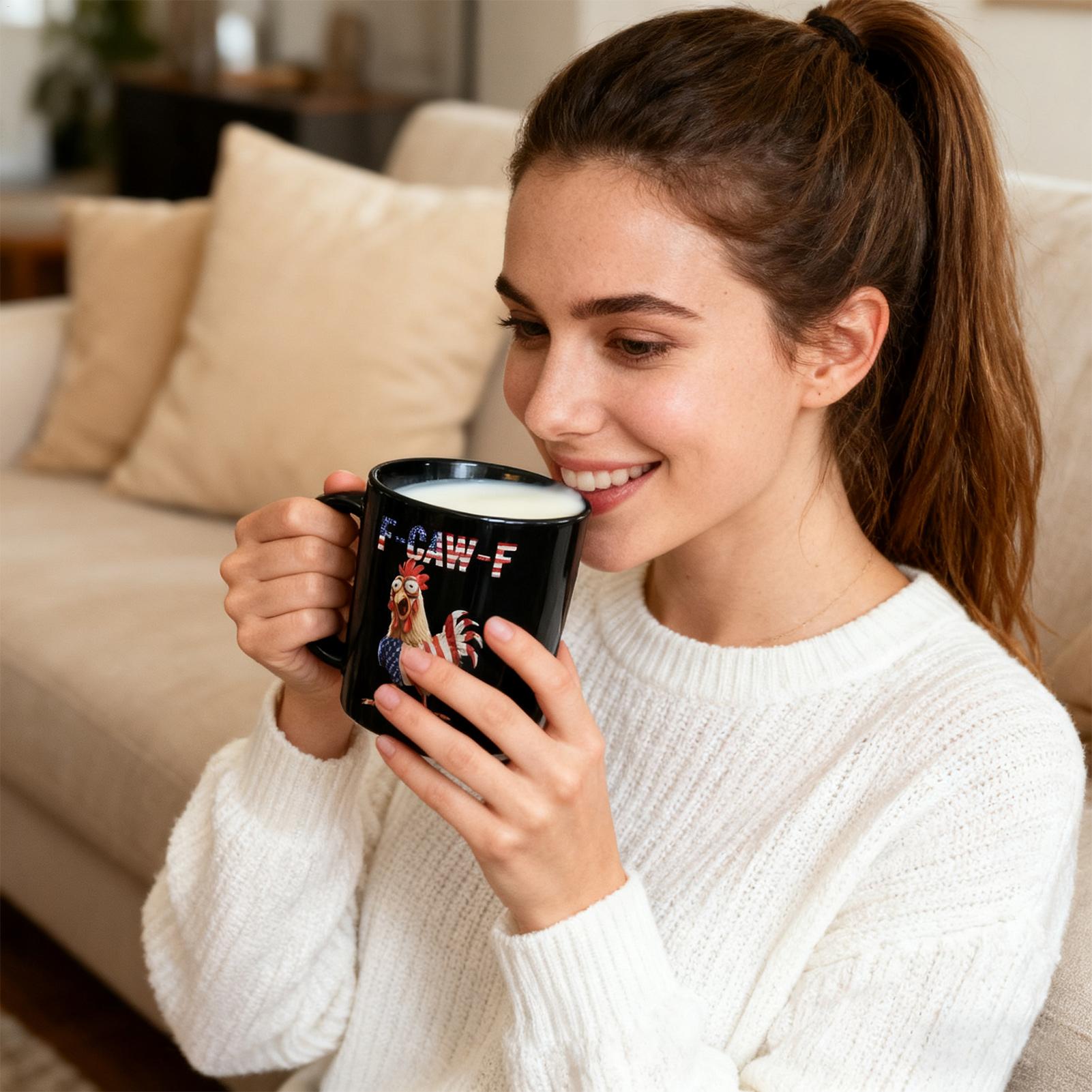 面白いチキンマグカップ 12オンス アメリカ国旗チキンセラミ - Coffee Tea And Cocoa のレビューと価格