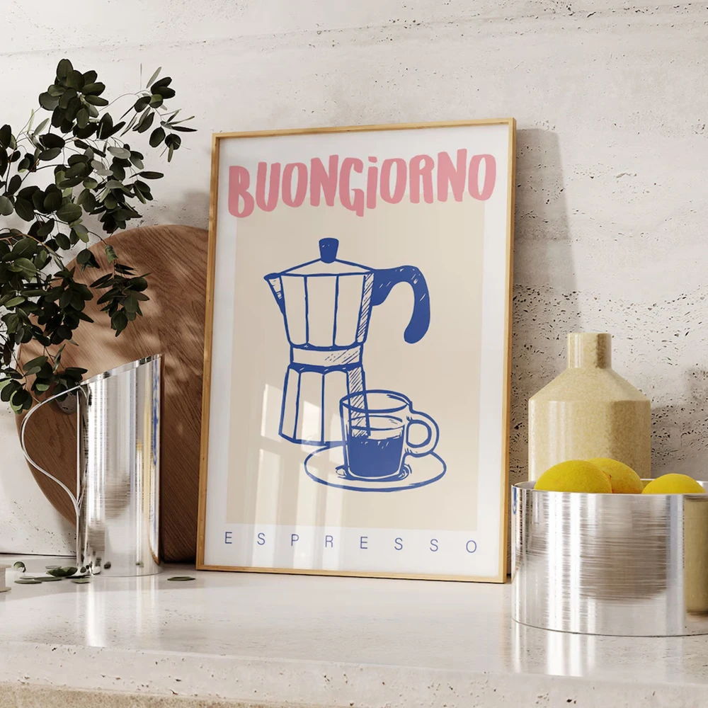 現代コーヒーエスプレッソ壁アートプリントトレンディなレトロヴ - Coffee Tea Poster のレビューと価格