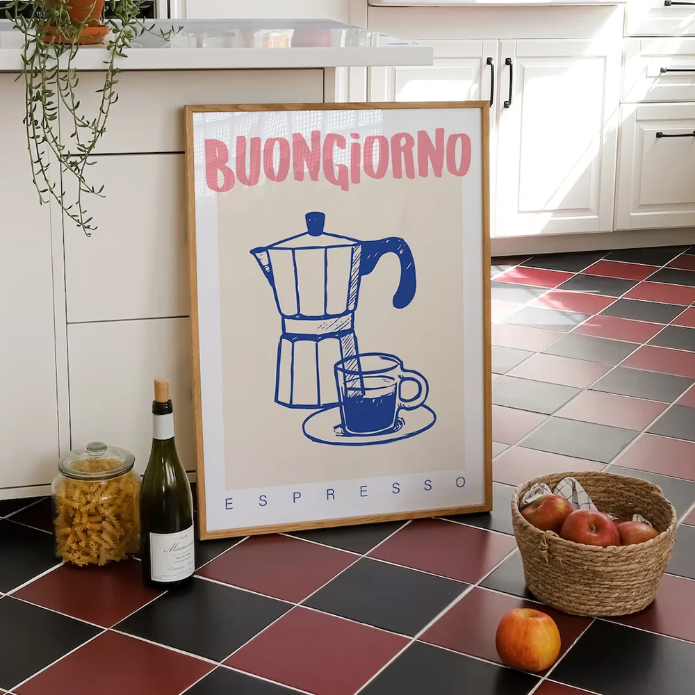 現代コーヒーエスプレッソ壁アートプリントトレンディなレトロヴ - Coffee Tea Poster のレビューと価格