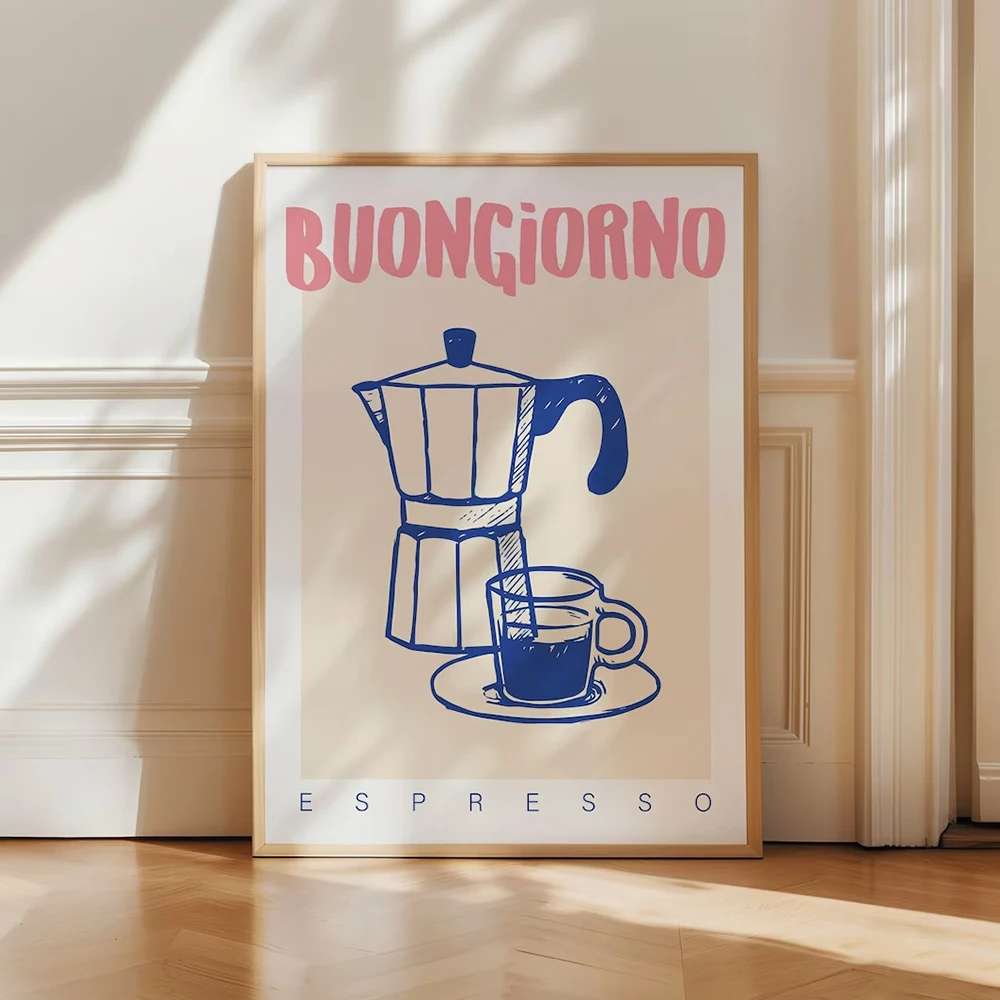 現代コーヒーエスプレッソ壁アートプリントトレンディなレトロヴ - Coffee Tea Poster のレビューと価格
