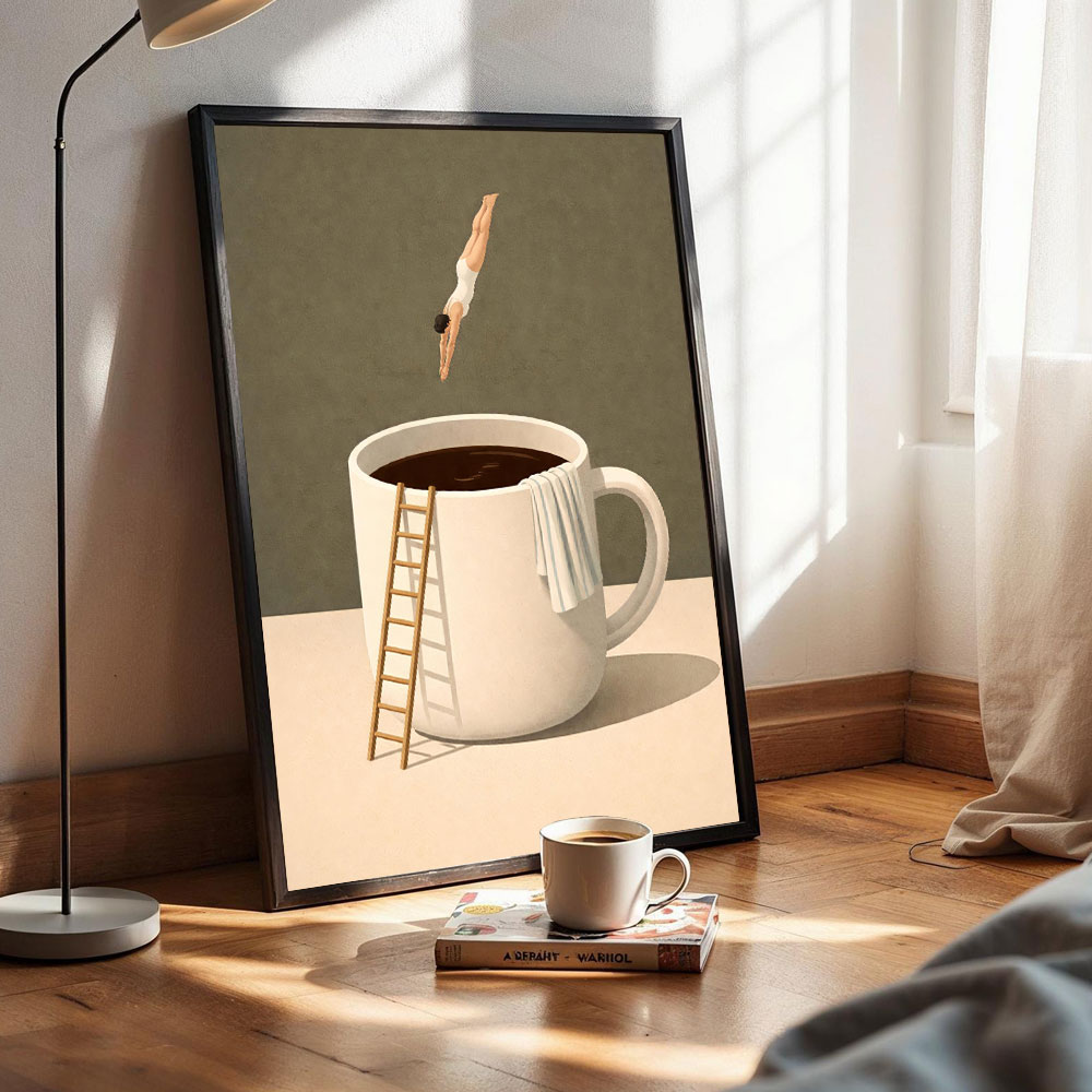 1pc フレームレスコーヒーアドベンチャーエスプレッソアート - Coffee Tea Poster のレビューと価格