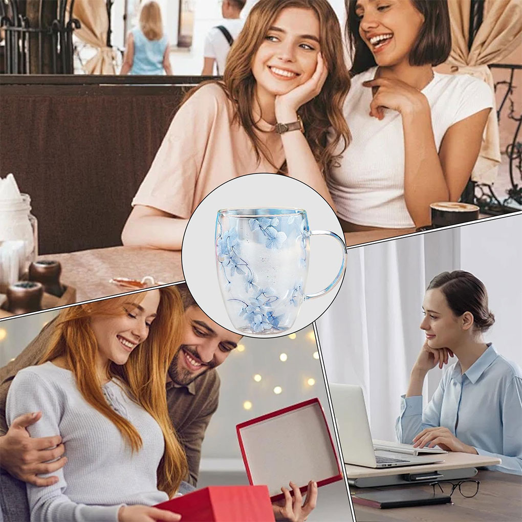 二重壁ガラスマグクリスタルカップドライフラワーティーカップ  - Tea And Coffee Fusion のレビューと価格