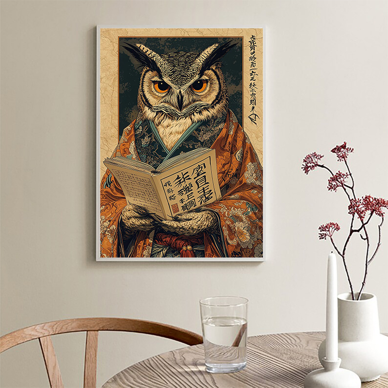レトロな日本のカエル、コーヒー、寿司、ウサギ、キツネ、アライ - Coffee Tea Poster のレビューと価格