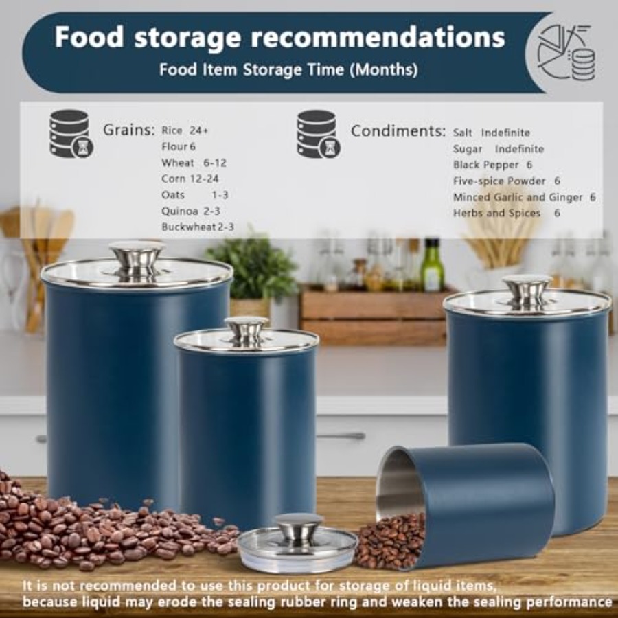 ステンレス製食品保存容器4個セット、16/49/85/132 - Coffee Tea Canister Set のレビューと価格