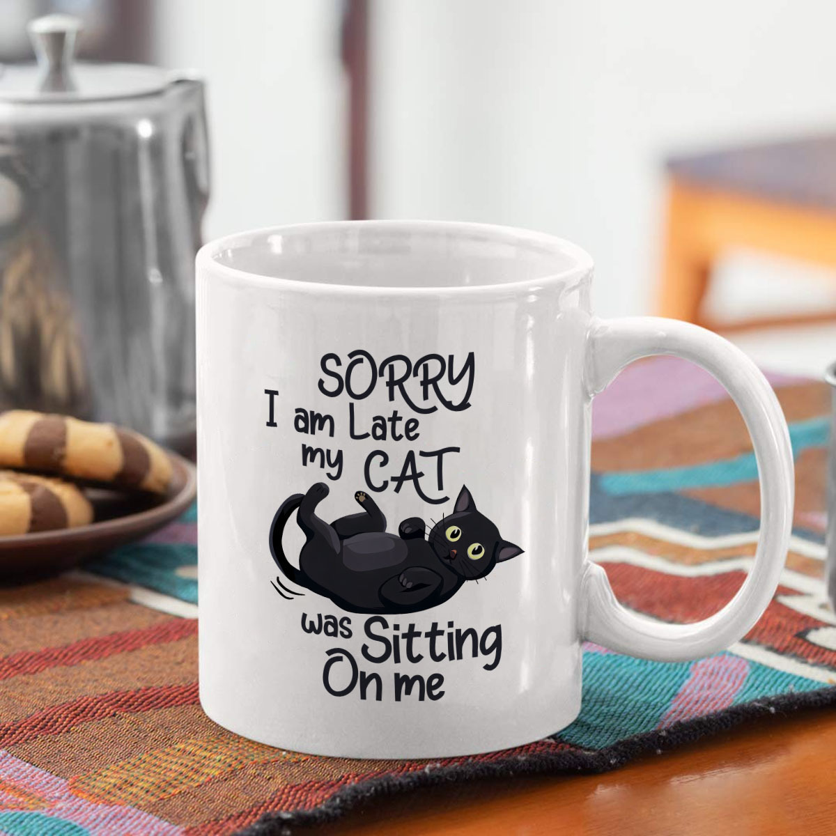 面白い猫の形をしたセラミックマグ 1 個、「遅くなってごめん - Coffee Tea With Me のレビューと価格