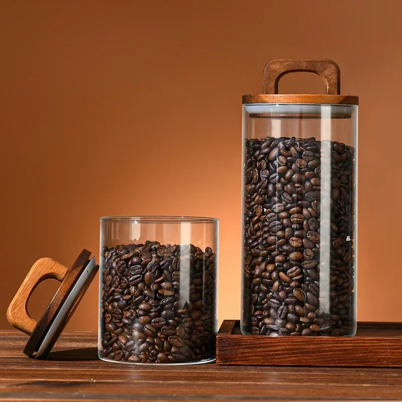 透明なガラス瓶 竹蓋付き 密封キャニスター 食品保存容器 ル - Coffee Tea Canister Set のレビューと価格