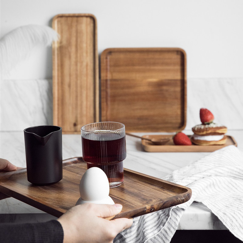 アカシアウッドコーヒートレイ装飾木製トレイ長方形キッチントレ - Coffee Tea In Chinese のレビューと価格