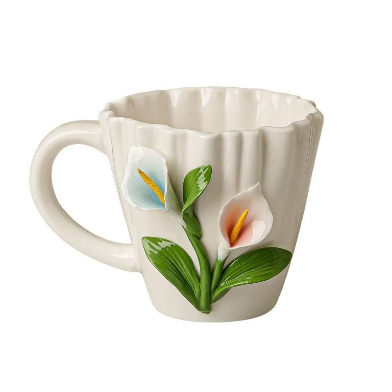 クリエイティブスズランセラミックコーヒーカップ立体レリーフカ - Valley Tea And Coffee のレビューと価格