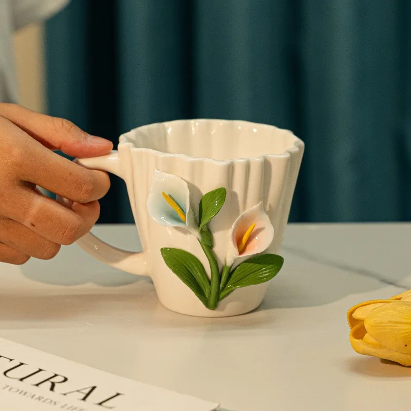 クリエイティブスズランセラミックコーヒーカップ立体レリーフカ - Valley Tea And Coffee のレビューと価格