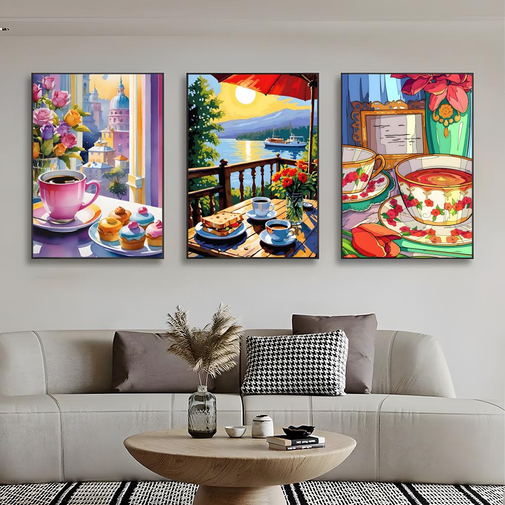 甘く居心地の良い繊細なアート A-アフタヌーンティー コーヒ - Coffee Tea Poster のレビューと価格