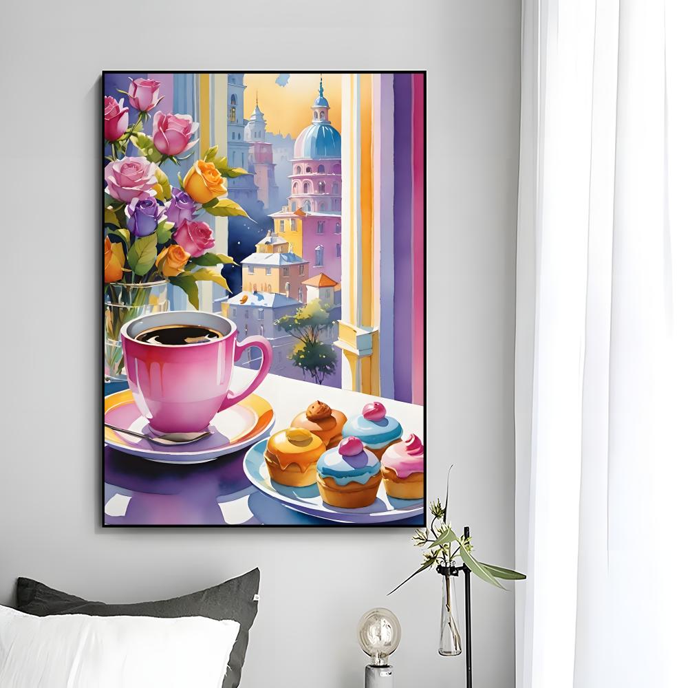 甘く居心地の良い繊細なアート A-アフタヌーンティー コーヒ - Coffee Tea Poster のレビューと価格