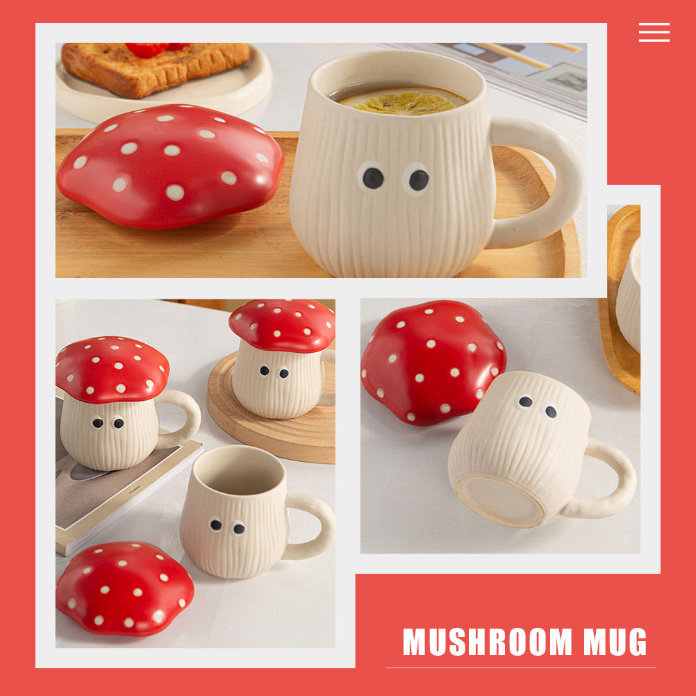 セラミック製コーヒーマグカップ、きのこ型、キュートで可愛いデ - Coffee Tea And Cocoa のレビューと価格