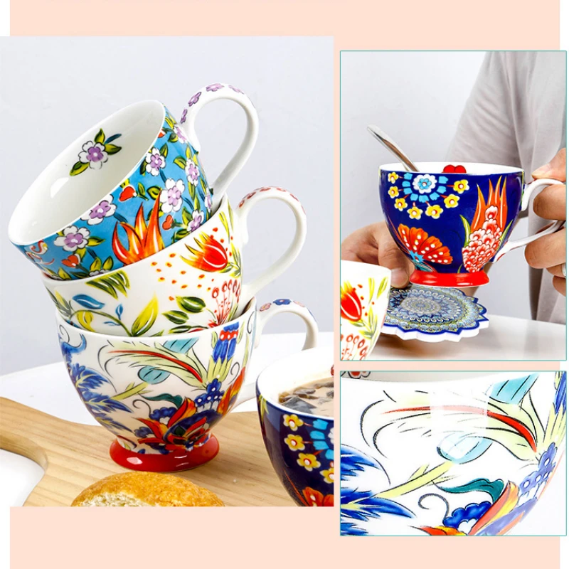 色付きの花が付いたセラミックコーヒーマグ,パーソナライズされ - Coffee Tea And Cocoa のレビューと価格