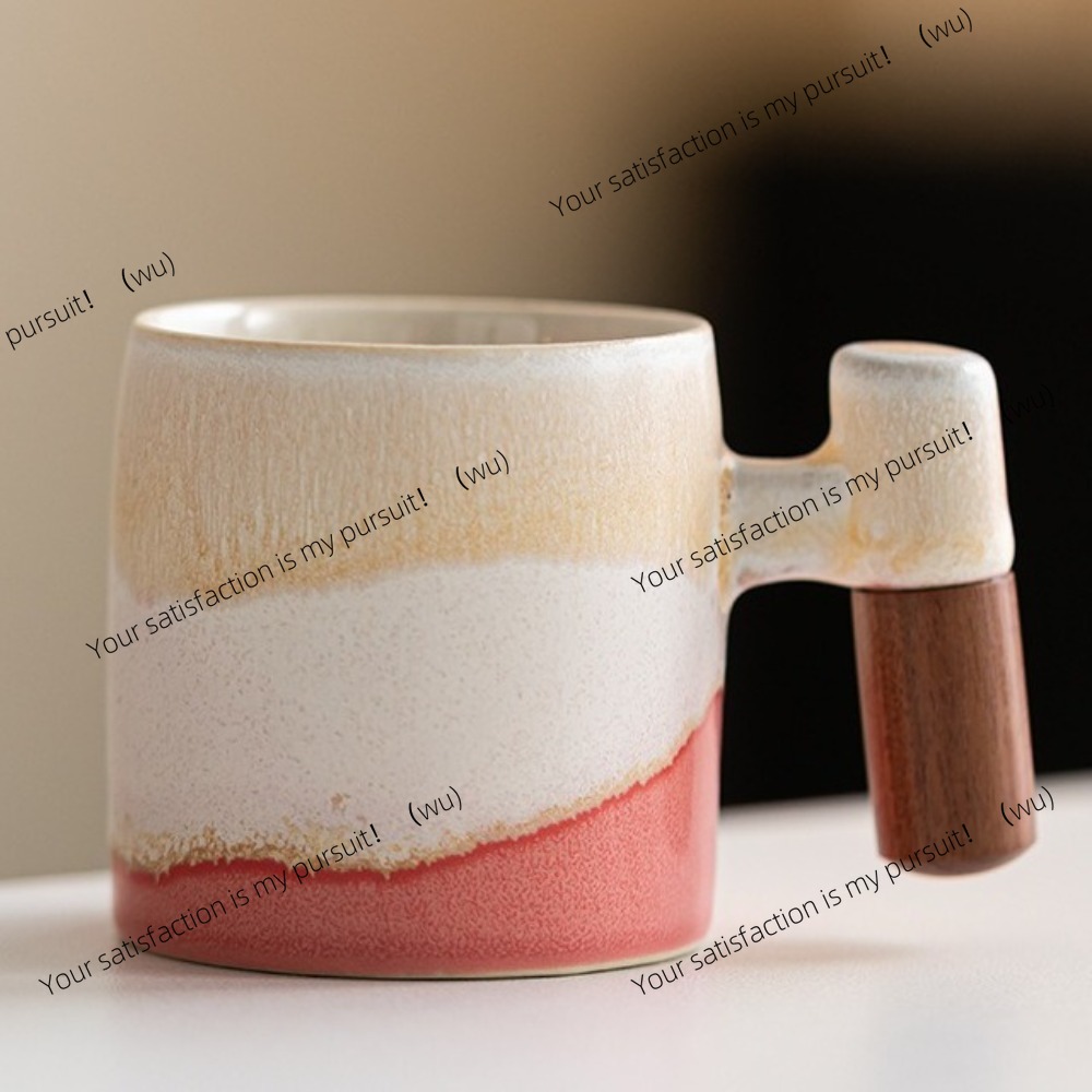 クリエイティブなセラミックコーヒーカップ、木製ハンドル、電子 - Coffee Tea And Cocoa のレビューと価格