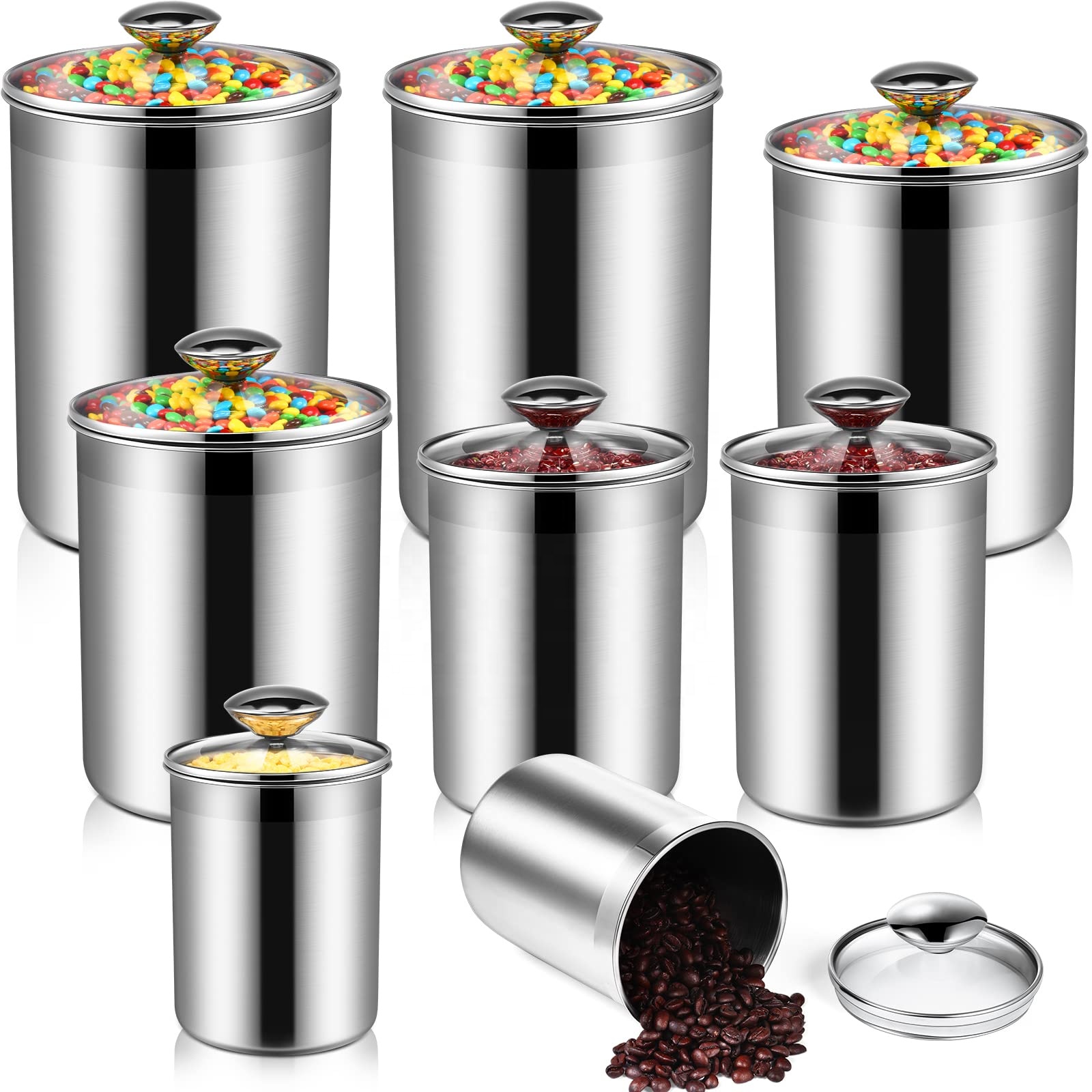 食品保存容器 茶葉 コーヒー 砂糖 小麦粉 密閉 キッチン  - Coffee Tea Canister Set のレビューと価格