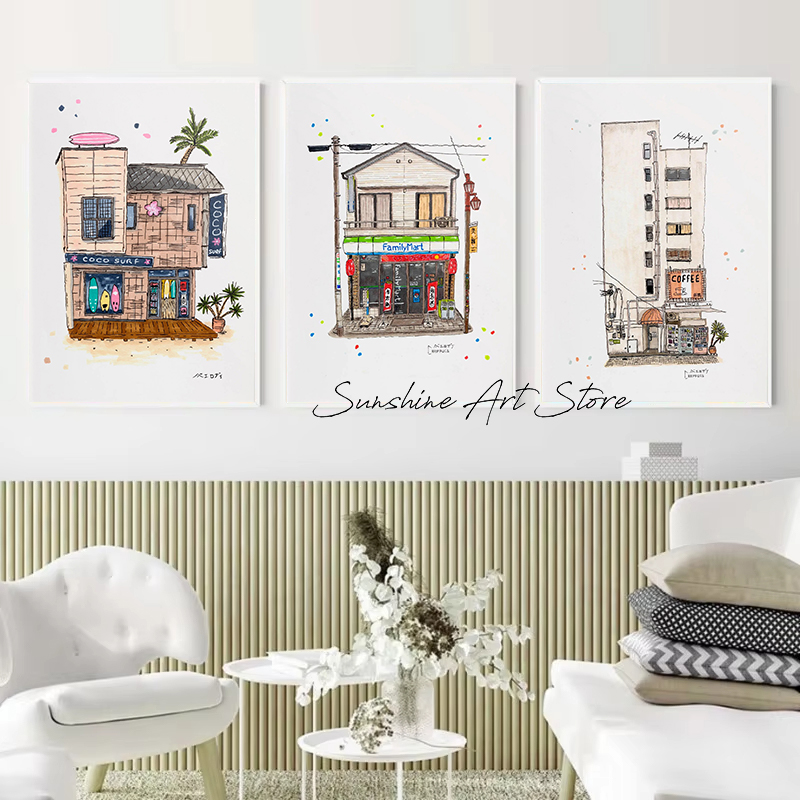 伝統的な日本の建築建設レストランランドロマートティーコーヒー - Coffee Tea Poster のレビューと価格