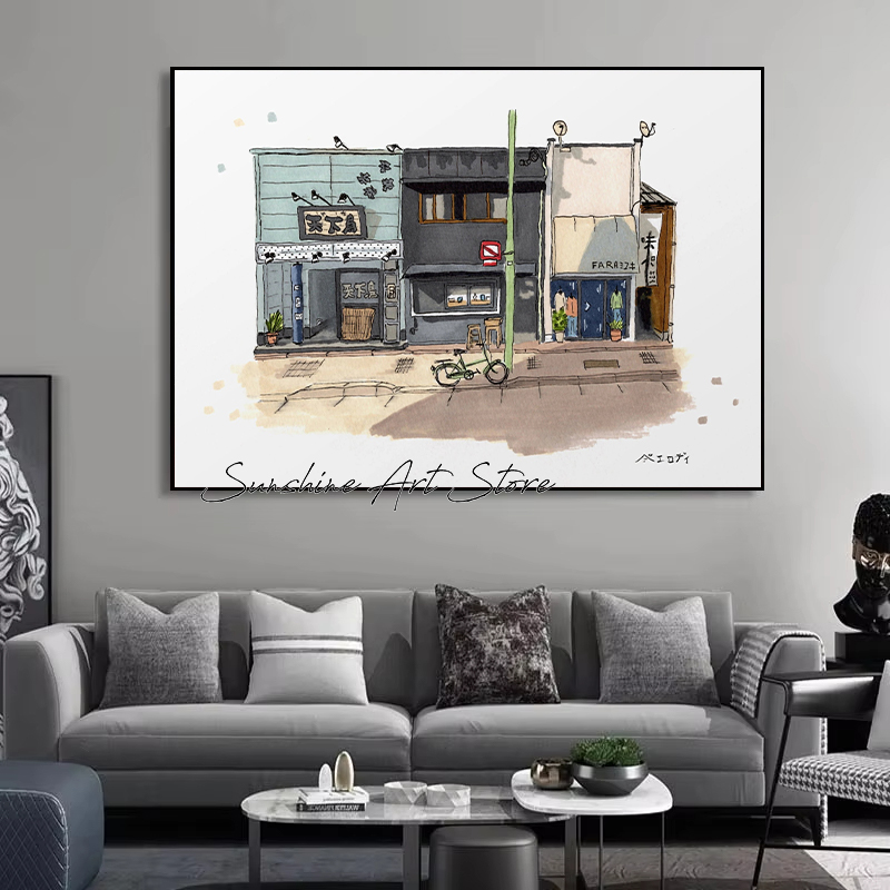 伝統的な日本の建築建設レストランランドロマートティーコーヒー - Coffee Tea Poster のレビューと価格