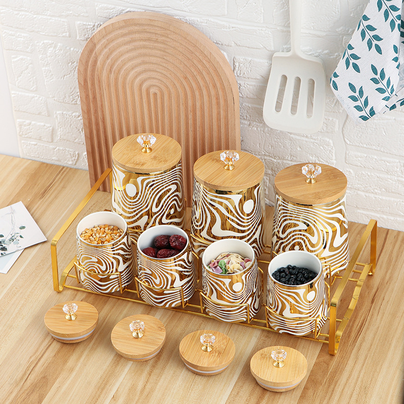 7 色の釉薬セラミックキッチンキャニスターセットティーコーヒ - Coffee Tea Canister Set のレビューと価格