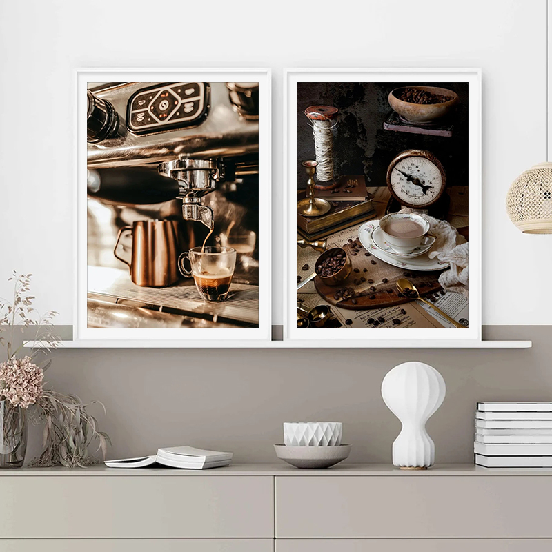 ヴィンテージコーヒー豆ハンドコーヒーエスプレッソラテカップア - Coffee Tea Poster のレビューと価格