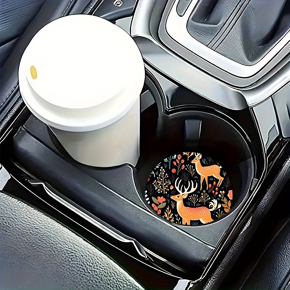 鹿柄の車用コースター2枚 - 家や車に最適、コーヒー、紅茶な - Coffee Tea Etc のレビューと価格